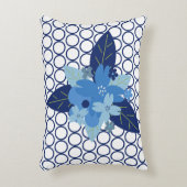 Elegantes, Gemustertes blaues monochromatisches De Dekokissen (Vorderseite(Vertikal))