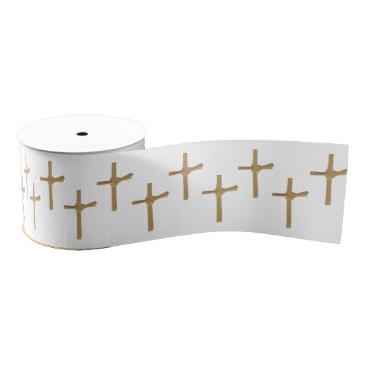 Elegantes Gemustertes Religiöses Palm Cross Art Ripsband (Spule)