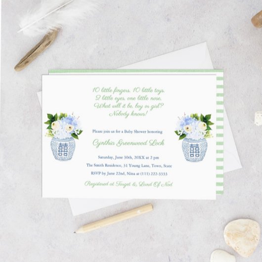 Elegantes Gender Unknown Poem Baby Shower Party Einladung