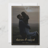 Elegantes Geo Frame Foto Hochzeit Einladung (Rückseite)