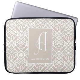 Elegantes geographisches Muster  Monogramm, Nachna Laptopschutzhülle