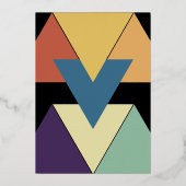 Elegantes geometrisches Abstraktes HochzeitGold Folieneinladung (Rückseite)