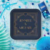 Elegantes geometrisches Art Deco Design Pappteller (Party)
