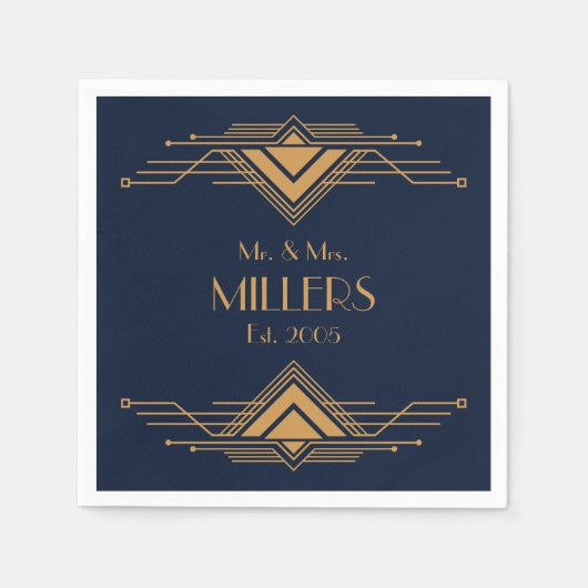 Elegantes geometrisches Art Deco Design Serviette (Vorderseite)