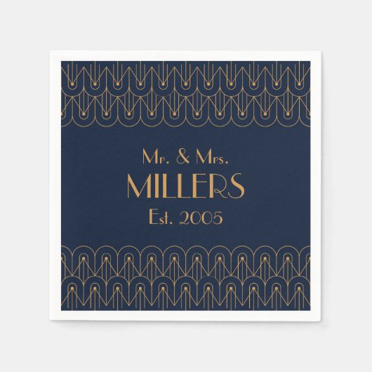 Elegantes geometrisches Art Deco Design Serviette (Vorderseite)