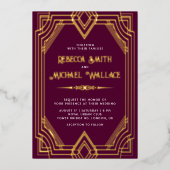 Elegantes geometrisches Art Deco Wedding Pum Gold Folieneinladung (Vorderseite)