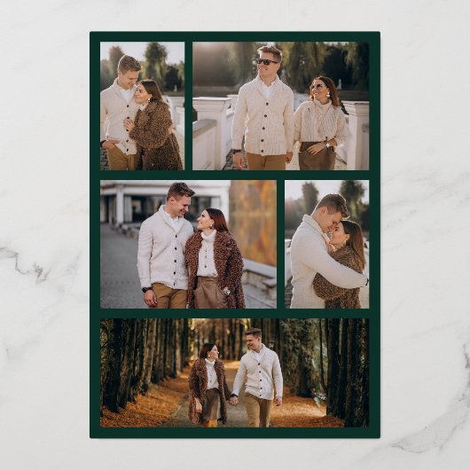 Elegantes geometrisches Art Deco Wedding Smaragd G Folieneinladung (Rückseite)