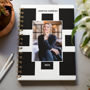 Elegantes geometrisches Black & White Business Fot Planer