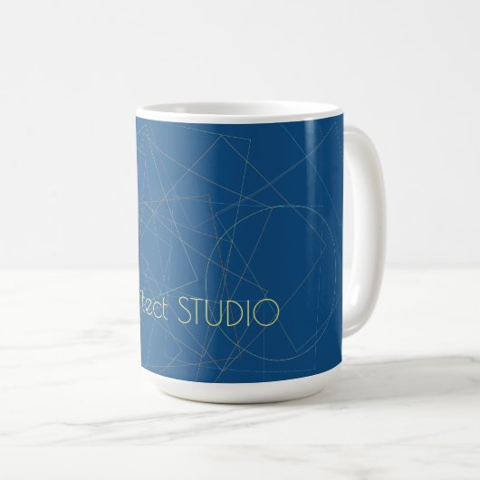 Elegantes geometrisches blaues Architekturstudio Kaffeetasse (VorderseiteRechts)