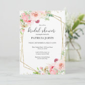 Elegantes geometrisches Brautparty für den Goldrau Einladung (Stehend Vorderseite)