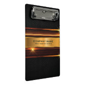 elegantes geometrisches Design aus Schwarz und Gol Mini Klemmbrett (Schrägansicht)