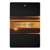 elegantes geometrisches Design aus Schwarz und Gol Mini Klemmbrett (Rückseite)