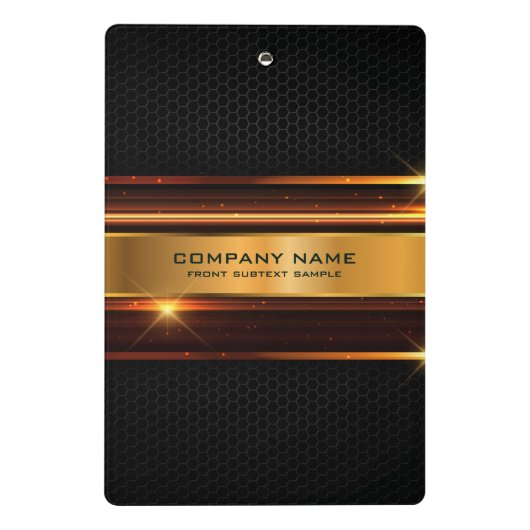 elegantes geometrisches Design aus Schwarz und Gol Mini Klemmbrett (Rückseite)