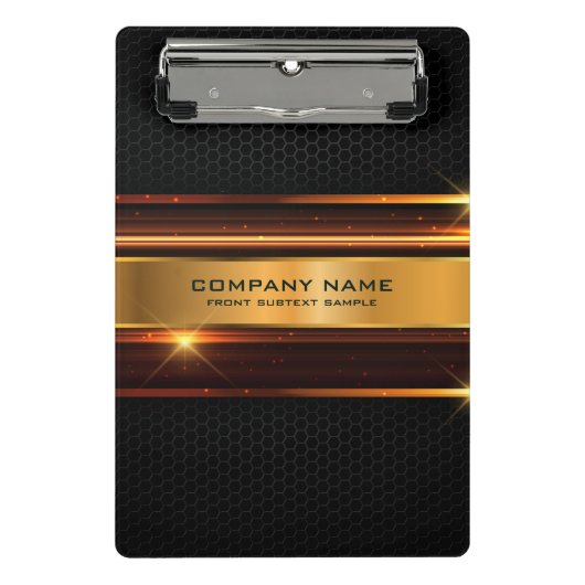 elegantes geometrisches Design aus Schwarz und Gol Mini Klemmbrett (Vorderseite)