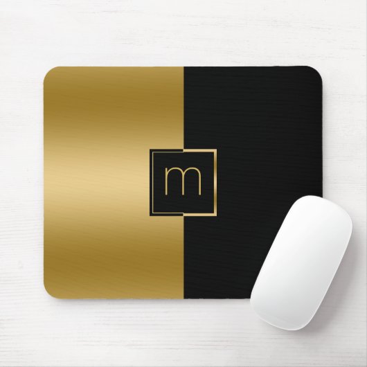 Elegantes geometrisches Design mit Gold und Schwar Mousepad (Mit Mouse)