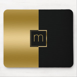 Elegantes geometrisches Design mit Gold und Schwar Mousepad