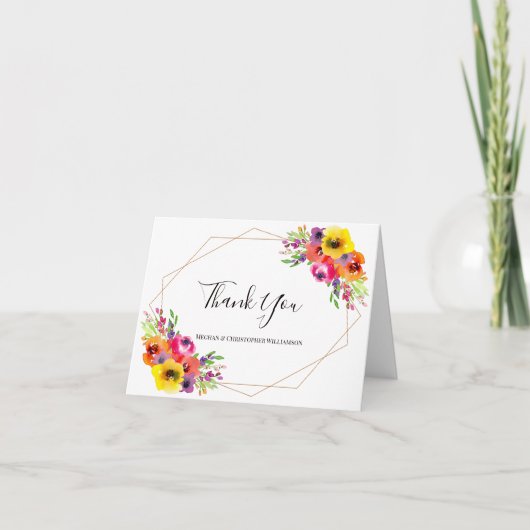 Elegantes geometrisches Foto Dankeskarte (Vorderseite)