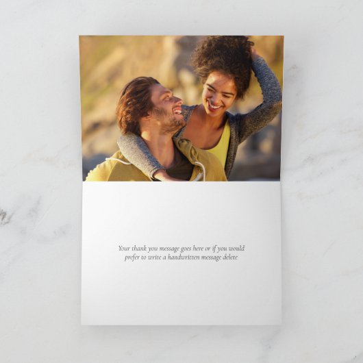 Elegantes geometrisches Foto Dankeskarte (Innenseite)