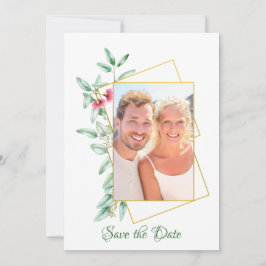 Elegantes geometrisches Foto Eucalyotus Save the D Einladung