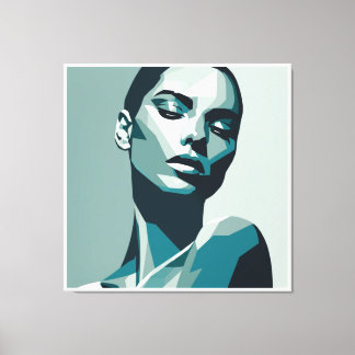 Elegantes geometrisches Frauenportrait - Abstrakte Leinwanddruck