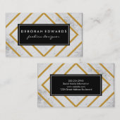Elegantes geometrisches Gold Lines Grunge Black La Visitenkarte (Vorne/Hinten)