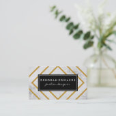 Elegantes geometrisches Gold Lines Grunge Black La Visitenkarte (Stehend Vorderseite)