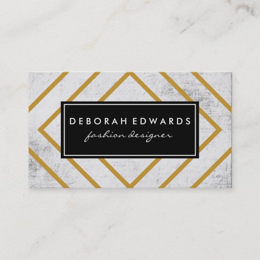 Elegantes geometrisches Gold Lines Grunge Black La Visitenkarte (Vorderseite)