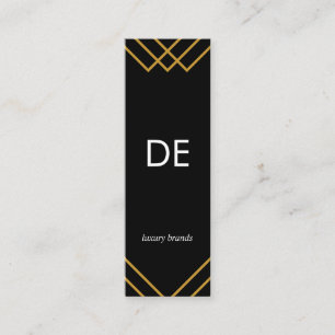 Elegantes geometrisches Gold Lines Simple Black Mini Visitenkarte