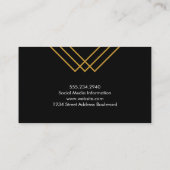 Elegantes geometrisches Gold Lines Simple Black Visitenkarte (Rückseite)