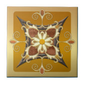 Elegantes geometrisches Gold Ocher Tile Fliese (Vorderseite)
