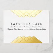 Elegantes geometrisches Gold Save the Date Folieneinladung (Vorderseite)