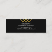 Elegantes geometrisches goldenes Linien, rosa schw Mini Visitenkarte (Rückseite)