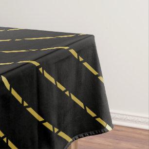 Elegantes geometrisches Goldenes Muster auf schwar Tischdecke