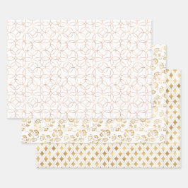 Elegantes geometrisches Goldmuster Geschenkpapier Set