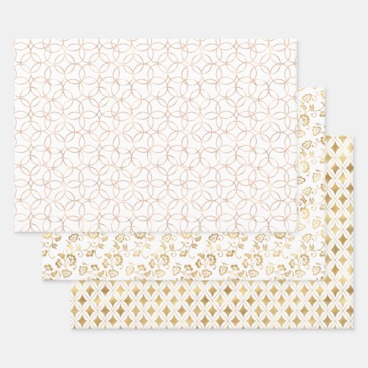 Elegantes geometrisches Goldmuster Geschenkpapier Set (Set)