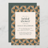 Elegantes geometrisches grünes Brautparty Einladung (Vorne/Hinten)