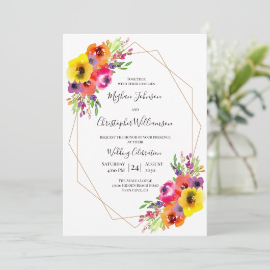 Elegantes geometrisches helles einladung (Stehend Vorderseite)