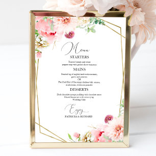 Elegantes geometrisches Hochzeitsmenü mit Blush Poster