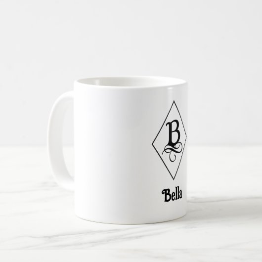 Elegantes geometrisches Initial-Monogramm B Kaffeetasse (Vorderseite Links)