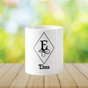 Elegantes geometrisches Initial-Monogramm E Kaffeetasse