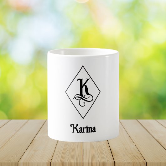 Elegantes geometrisches Initial-Monogramm K Kaffeetasse