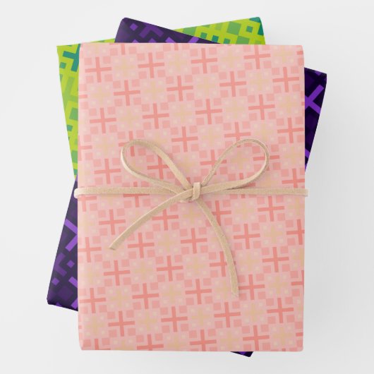 Elegantes geometrisches Kreuzrechteck-Muster Geschenkpapier Set (Beispiel)