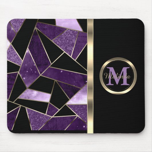 Elegantes geometrisches Lila Abstraktes Muster Mousepad (Vorne)