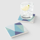 Elegantes geometrisches Marineblau und grüne Paste Steinuntersetzer (Seitenansicht)