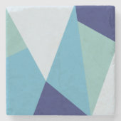 Elegantes geometrisches Marineblau und grüne Paste Steinuntersetzer (Vorderseite)