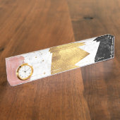 Elegantes geometrisches Marmor und Golddesign Namensplakette (Seite)