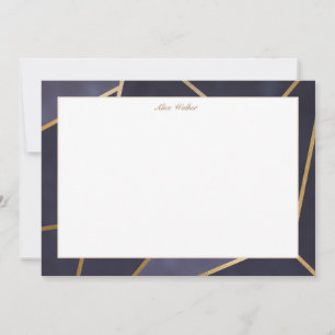 elegantes geometrisches Monogramm aus Marineblau u Mitteilungskarte