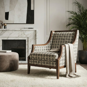 Elegantes geometrisches Mosaikmuster Schwarz & Bei Stoff