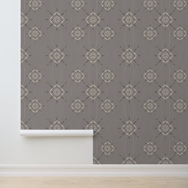 Elegantes geometrisches Muster auf Grau Tapete (Anwendung)