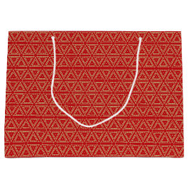 Elegantes geometrisches Muster aus Gold und Rot Große Geschenktüte